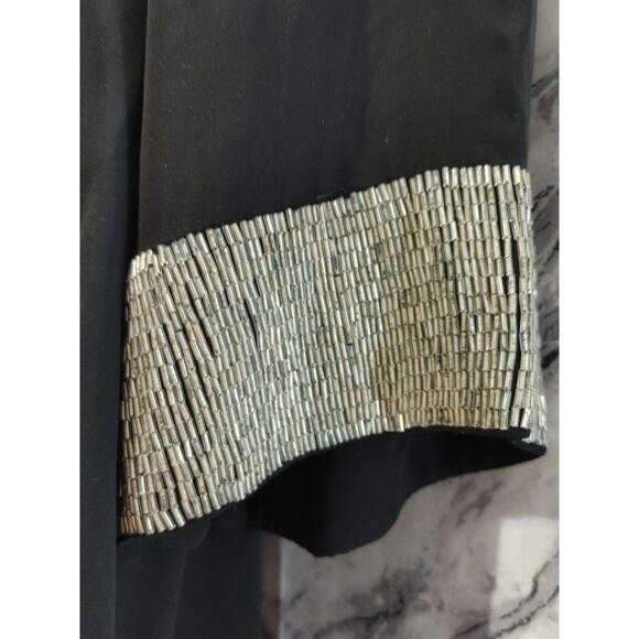 Alice & Olivia Silk Blend Shift Dress Silver Beaded Embellished Black Womens S - Picture 3 of 8